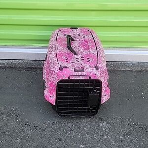 Chic Pink Pet Carrier with Black Details